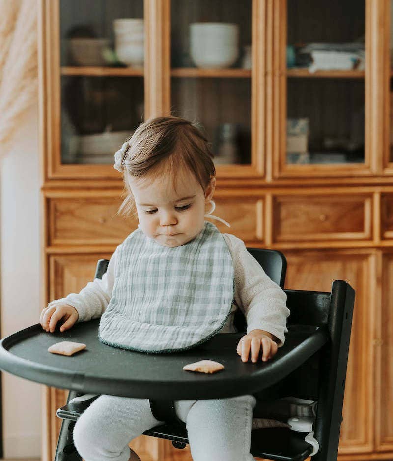 Bavoir vichy vert de gris