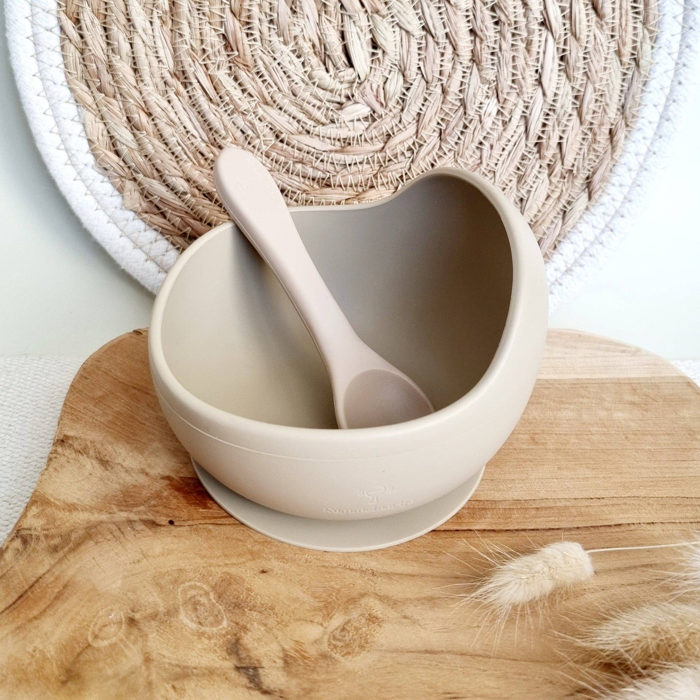 Rammelaartje - Bol en silicone avec ventouse et cuillère - Sable