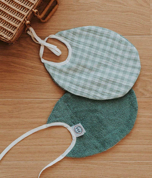 Bavoir vichy vert de gris