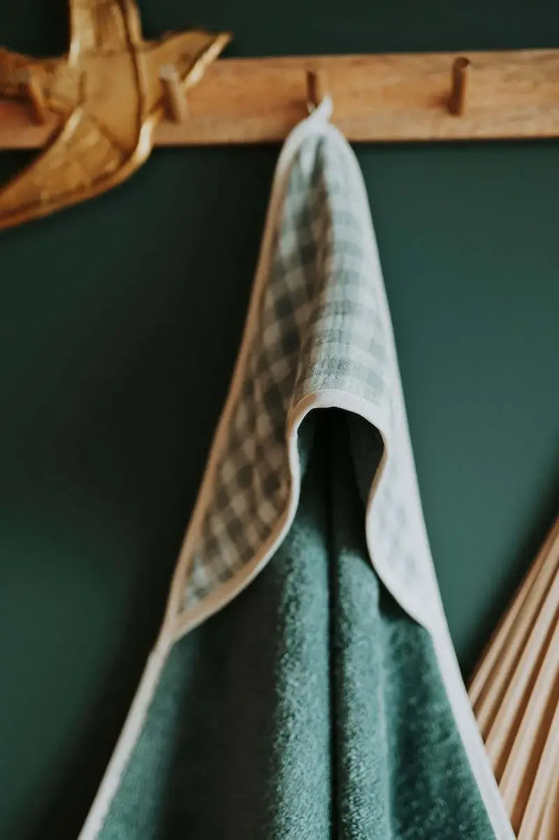 Cape de bain vichy vert de gris